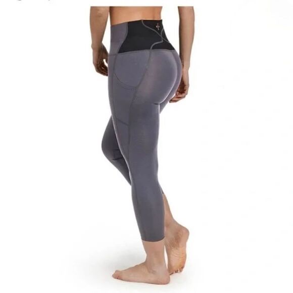 NWT Women's Tommie Copper Lower Back Support Leggings Gray Black Size LARGE - Picture 3 of 7